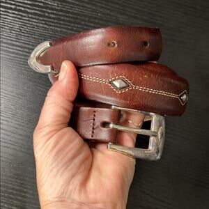 Brighton Vintage Rustic Brown Leather Belt